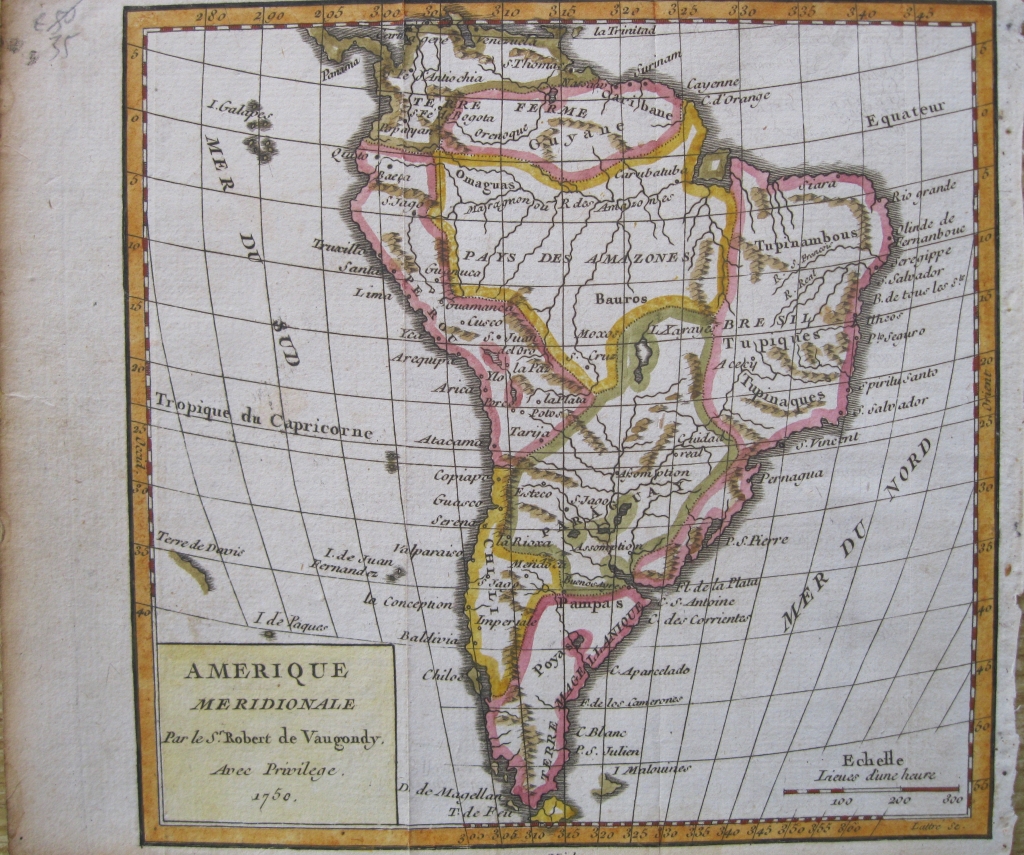 Mapa de América del sur, 1750. Vagoundy